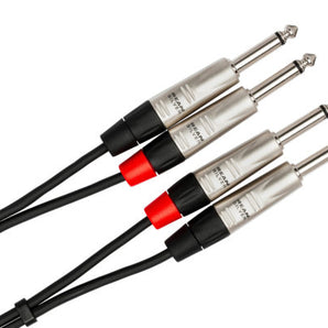 Hosa Pro HPP-003X2 Stereo Interconnect Cable Dual REAN 1/4" TS to Same 3 foot