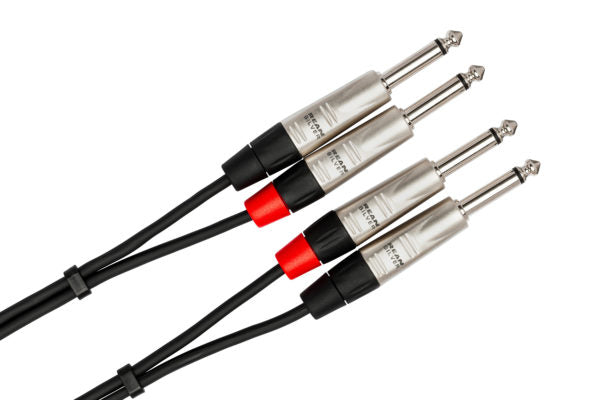 Hosa Pro HPP-005X2 Stereo Interconnect Cable Dual REAN 1/4" TS Male to Dual REAN 1/4" TS Male 5 foot