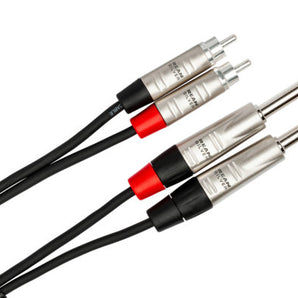 Hosa Pro HPR-003X2 Stereo Interconnect Cable - Dual REAN 1/4-inch TS Male to RCA Male - 3 foot