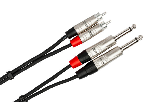 Hosa Pro HPR-020X2 Stereo Interconnect Cable Dual REAN 1/4" TS Male to RCA Male 20 foot