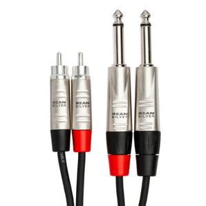 Hosa Pro HPR-003X2 Stereo Interconnect Cable - Dual REAN 1/4-inch TS Male to RCA Male - 3 foot