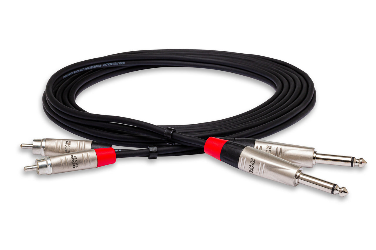 Hosa Pro HPR-020X2 Stereo Interconnect Cable Dual REAN 1/4" TS Male to RCA Male 20 foot