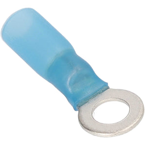 Install Bay HSBRT10 heat shrink blue ring terminal for 16-14 gauge wiring connections.