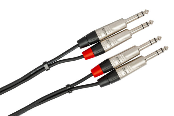 Hosa Pro HSS-015X2 Stereo Interconnect Cable Dual REAN 1/4" TRS Male to Dual REAN 1/4" TRS Male 15 foot