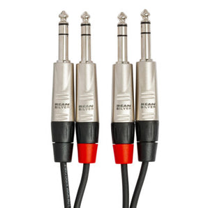 Hosa Pro HSS-001.5X2 Stereo Interconnect Cable - Dual REAN 1/4-inch TRS Male to Dual REAN 1/4-inch TRS Male - 1.5 foot
