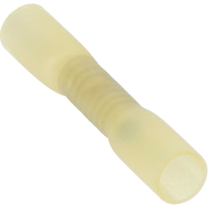 Install Bay HSYBC yellow butt connector for heat shrink applications, suitable for 12-10 gauge wires.