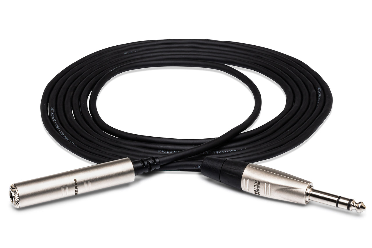 Hosa Pro HXSS-010 Headphone Extension Cable REAN 1/4" TRS Female to 1/4" TRS Male 10 foot