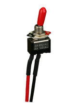 Install Bay IBMTS toggle switch with red actuator and 20 inch leads, suitable for on-off operation in electronics.
