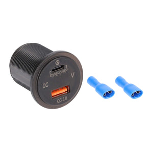 Install Bay IBR117 Type C + USB 3.0 4X Charge + Voltmeter Flush Mount - Retail Pack