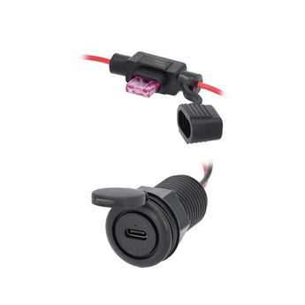 Install Bay IBR142 type-c charging socket with fuse holder and cap, designed for fast charging of devices.