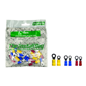 Install Bay IBR16 assorted rings #8 and #10 vinyl retail pack with colorful rings on display