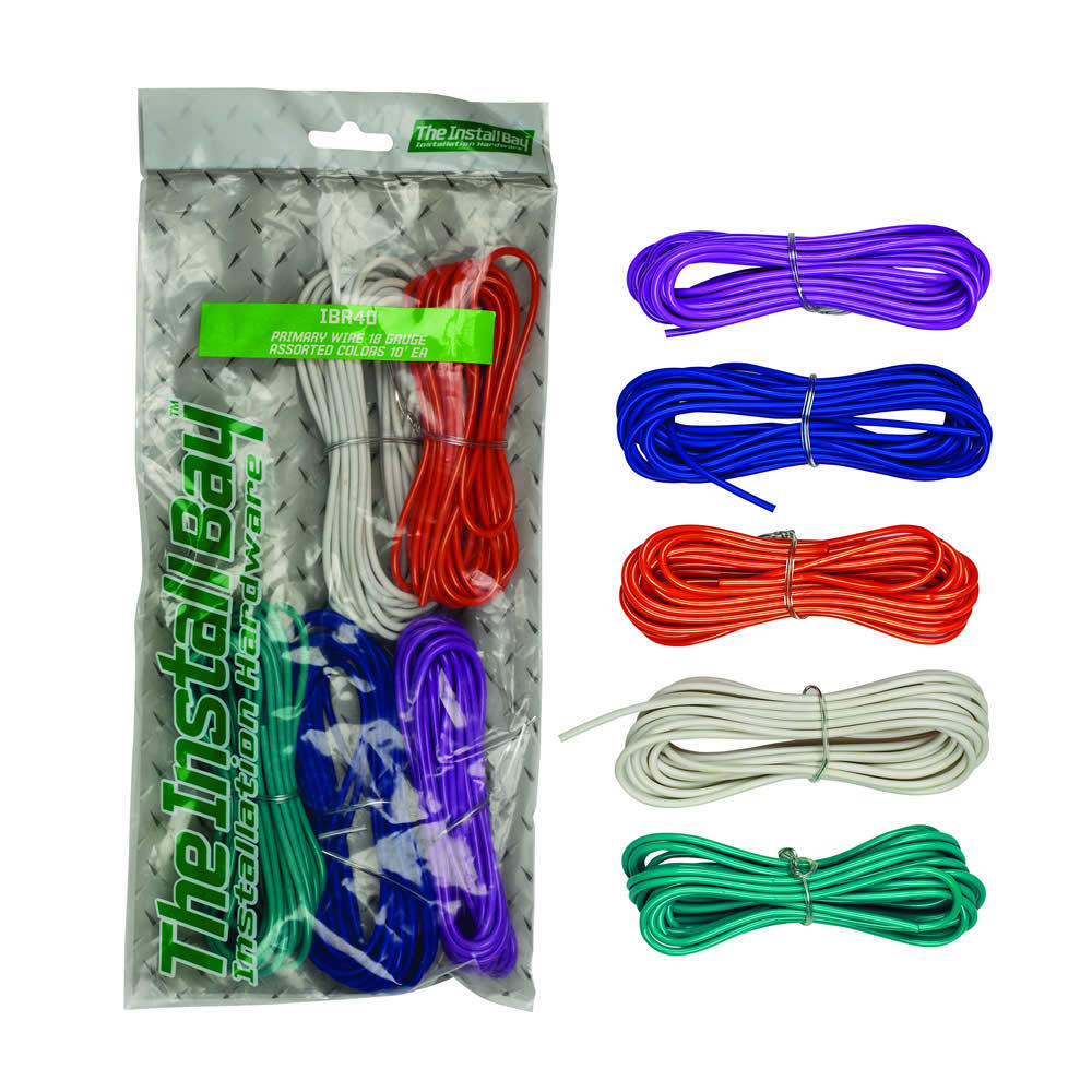 Install Bay IBR40 Assorted Primary Wire 18 Gauge 10ft each - 5pc - Retail Pack