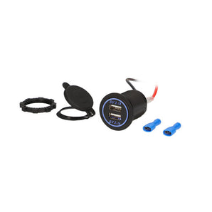 Install Bay IBR87 Dual USB Charger 4.2 Amp Flush Mount - Blue - Retail Pack