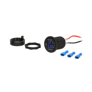 Install Bay IBR93 Voltmeter with Current Blue LED Round - Retail Pack