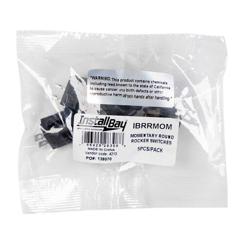 Install Bay IBRRMOM Round Rocker Momentary Switch - Package of 5