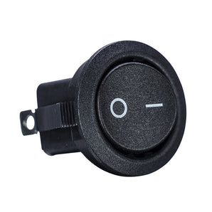 Install Bay round rocker momentary switch showing on/off design, ideal for various electronic applications.