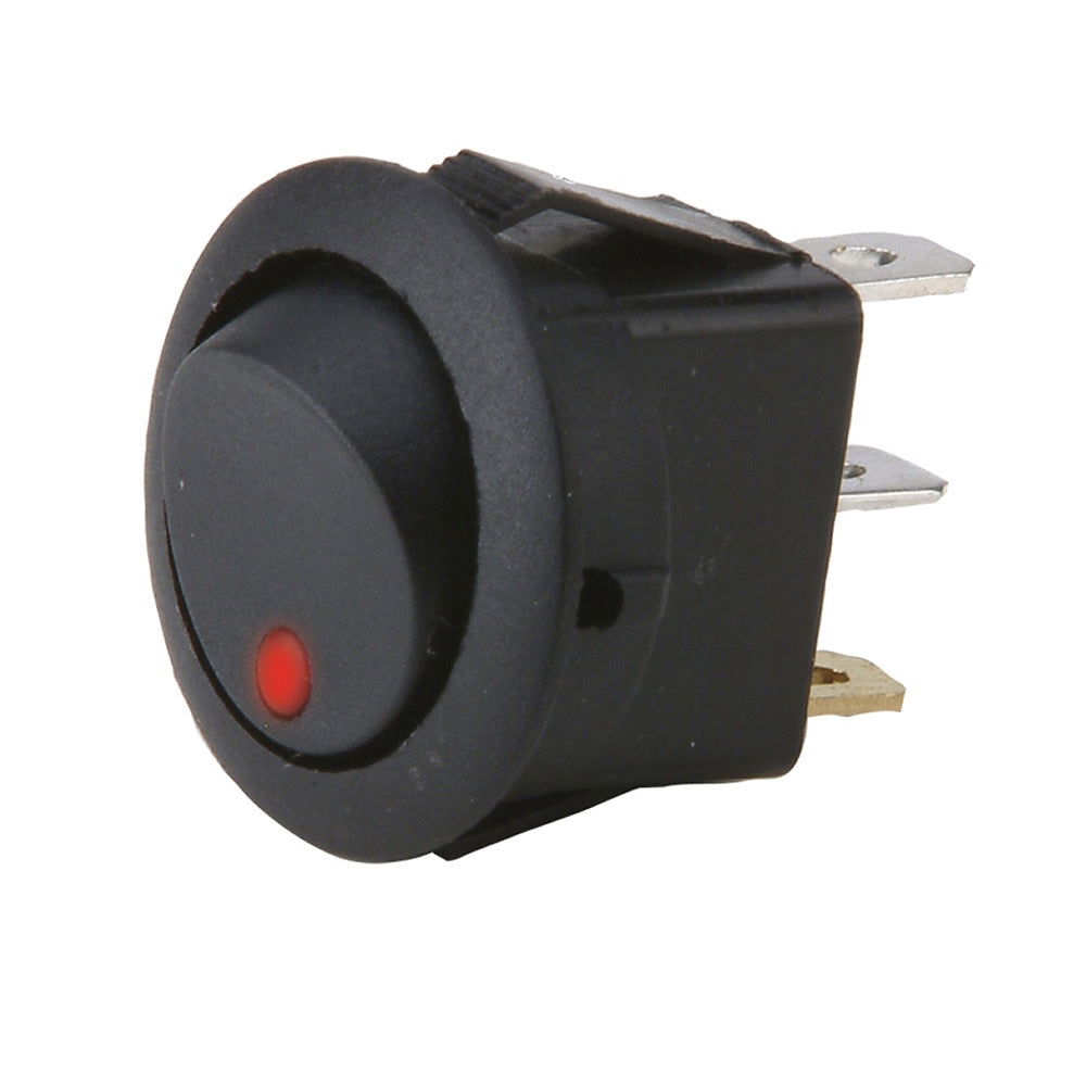 Install Bay IBRRSR Round Rocker Switch With Red Led No Leads 20amp - Pack of 5