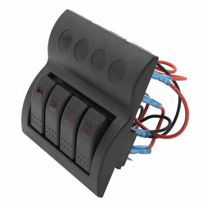 Install Bay IBSP4 Panel Switches - 4 Switch Panel with four black switches for controlling electrical equipment. Install Bay IBSP4 Panel Switches - 4 Switch Panel with four black switches for controlling electrical equipment.