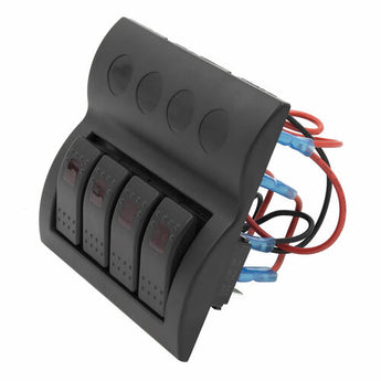 Install Bay IBSP4 Panel Switches - 4 Switch Panel with four black switches for controlling electrical equipment. Install Bay IBSP4 Panel Switches - 4 Switch Panel with four black switches for controlling electrical equipment.