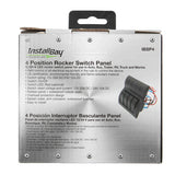 Install Bay IBSP4 packaging featuring 4 switch panel with rocker switch design and electrical control icons.