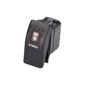 Install Bay IBSSR Panel Switch - Panel Mount LED Switch used in vehicle audio systems.