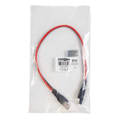 Install Bay IBTH16 Hook-up Wire All Copper - 16GA 2Pin/ 2Pin Red/Blk Wire - 1ft