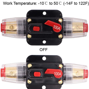 Absolute ICB100 100 Amp Circuit Breaker 4/8 AWG Inline Manual Reset Fuse Holder