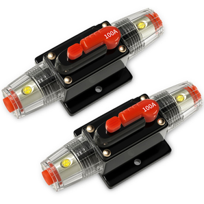 2 Absolute ICB100 100 Amp Circuit Breaker 4/8 AWG Inline Manual Reset Fuse Holder