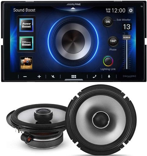 Alpine ILX-W670 Digital In-dash Receiver & Alpine S2-S65 Type S 6.5" Coaxial Speaker & KIT10 Installation AMP Kit