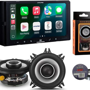 Alpine ILX-W770 7" Wireless Apple CarPlay Android Auto & S2-S40 4" Coaxl Speakers, Mobile Holder, Tape