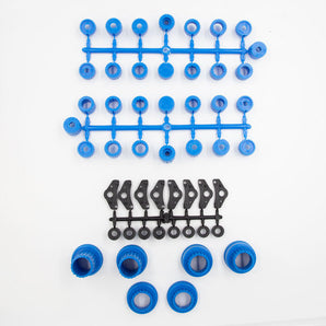 Install Bay JW-93ED Universal Power Window Set components for 2-door vehicles, featuring motors and tracks.