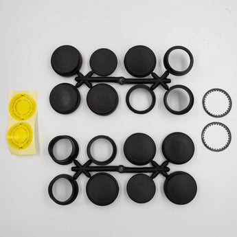 Install Bay JW-93ED Universal Power Window Set components for 2-door vehicles, featuring motors and tracks.