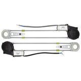 Install Bay JW-93ED Universal Power Window Set components for 2-door vehicles, featuring motors and tracks.