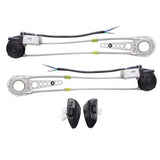 Install Bay JW-93ED Universal Power Window Set components for 2-door vehicles, featuring motors and tracks.