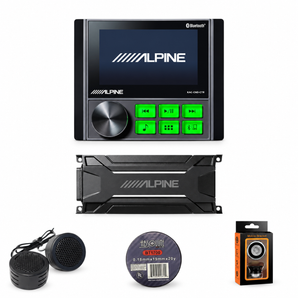 Alpine KAC-CMD-CTR Power Sports Commander + KTA-30FW 4-Ch Amp + Accessory Bundle