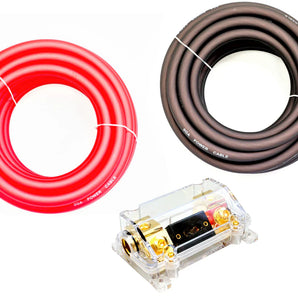 Absolute USA KIT0-25RB 0 Gauge Red / Black Amplifier kit