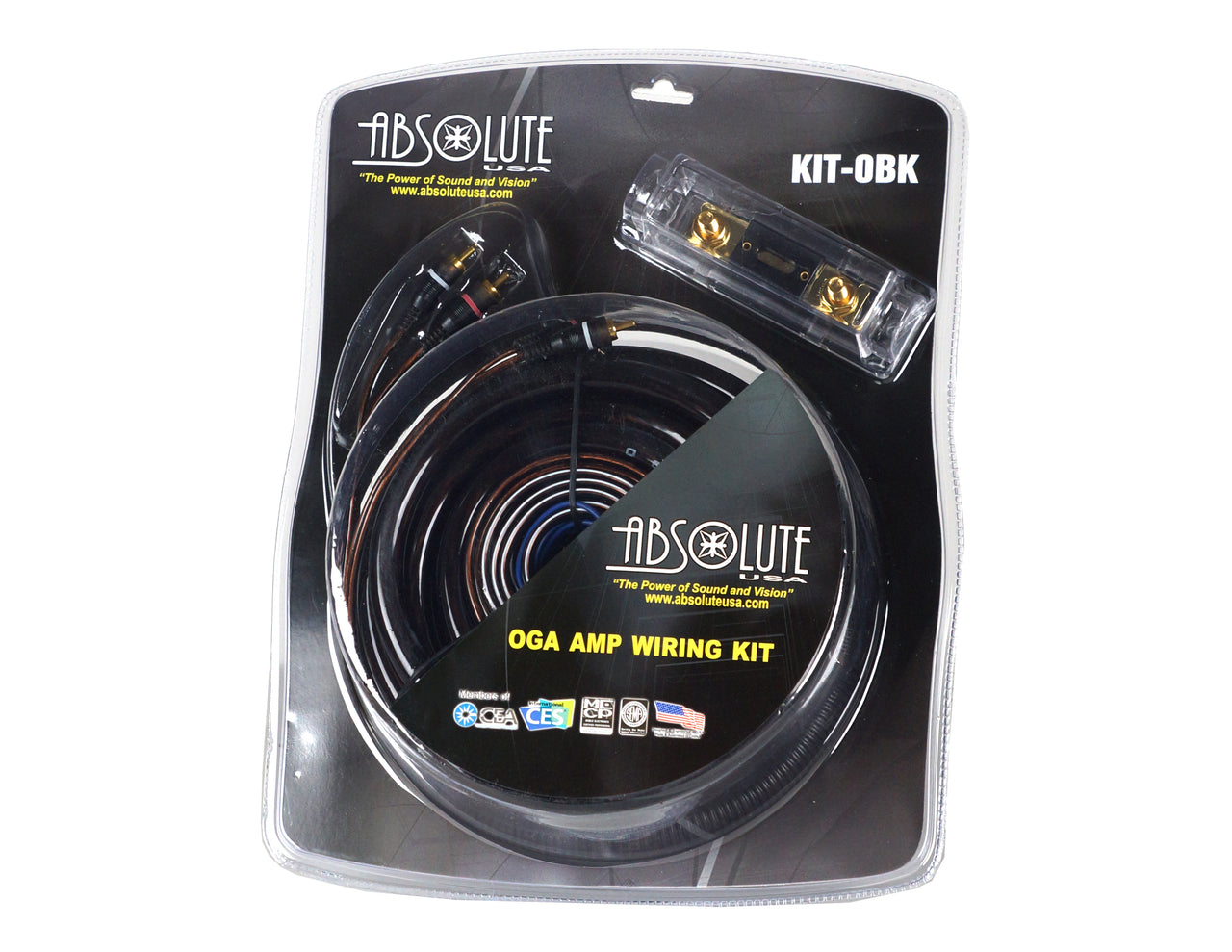 Absolute KIT0BK Complete 0 Gauge Black Amp Kit with RCA Interconnect Cable (Black)