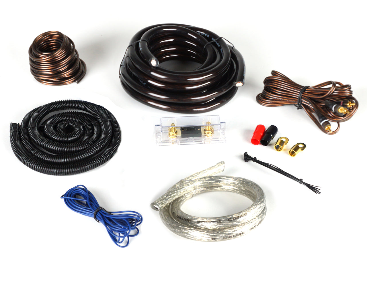 Absolute KIT0BK Complete 0 Gauge Black Amp Kit with RCA Interconnect Cable (Black)