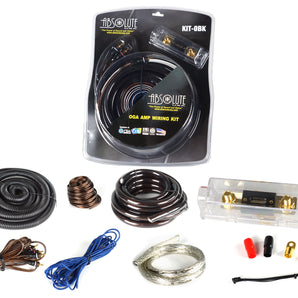 Absolute KIT0BK Complete 0 Gauge Black Amp Kit with RCA Interconnect Cable (Black)