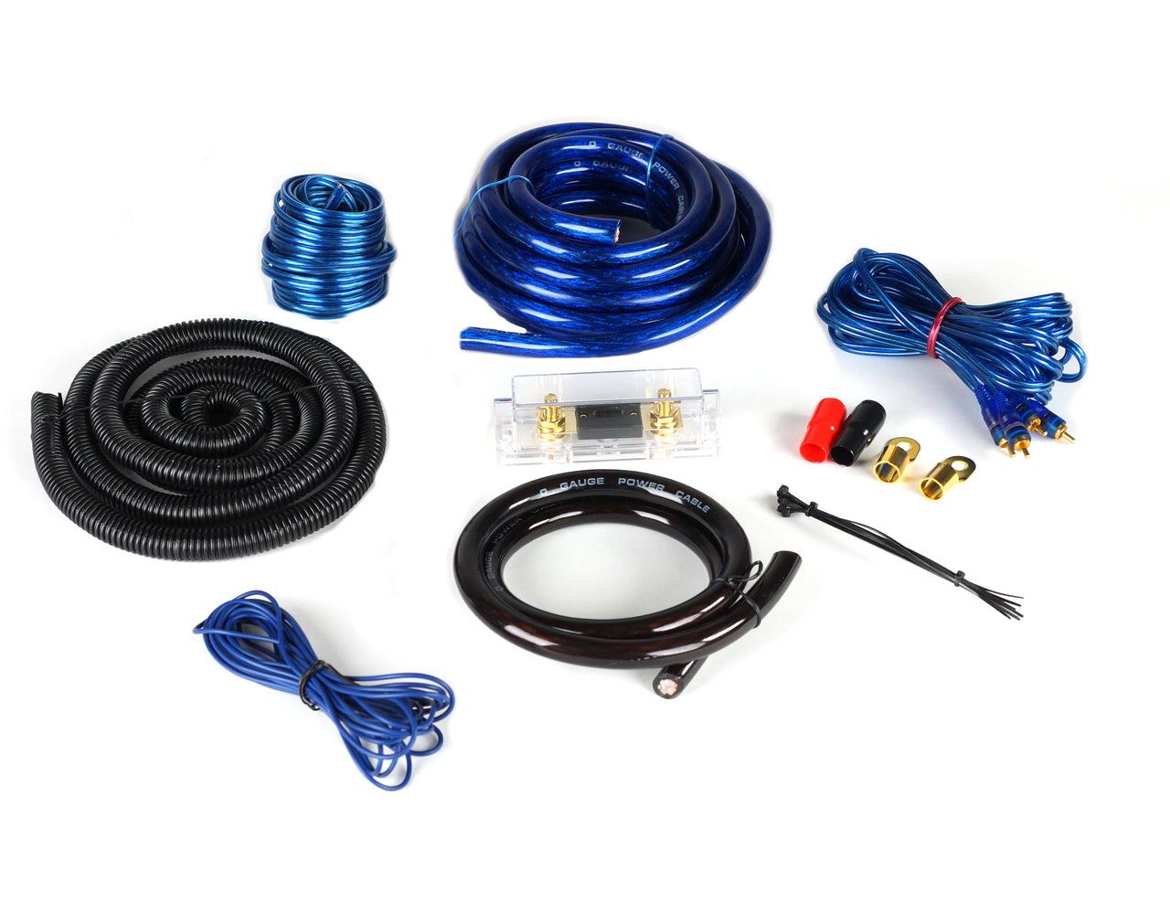 Absolute KIT0BL Complete 0 Gauge Blue Amp Kit with RCA Interconnect Cable (Blue)