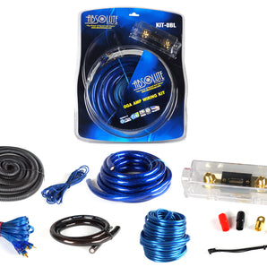 Absolute KIT0BL Complete 0 Gauge Blue Amp Kit with RCA Interconnect Cable (Blue)