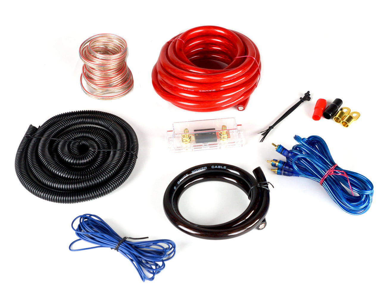 Absolute KIT0RD Complete 0 Gauge Amp Kit with RCA Interconnect Cable (Red)