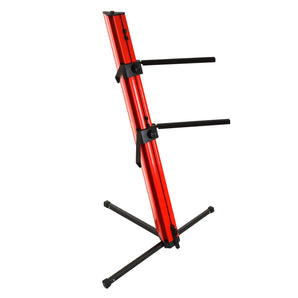MR DJ KS1000R PRO Red 2-Tier Red Column Keyboard Stand W 5/8" Mic Mount