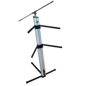 MR DJ KSPRO1500S PRO 2-Tier Silver Column Keyboard Stand W Mic Boom Arm + Case