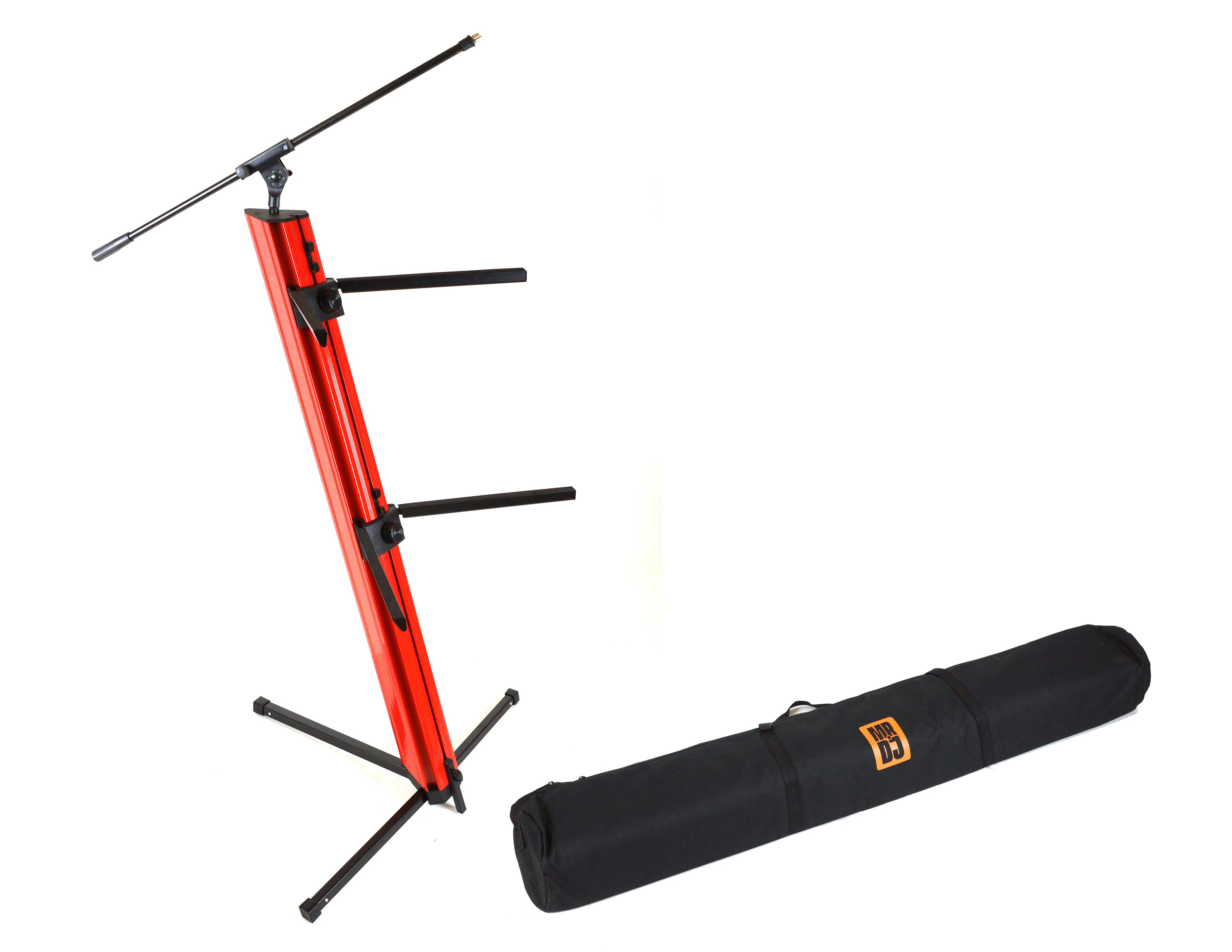 Column Key Stand MR DJ KSPRO1500R PRO 2-Tier Red Column Keyboard Stand W Mic Boom Arm ...