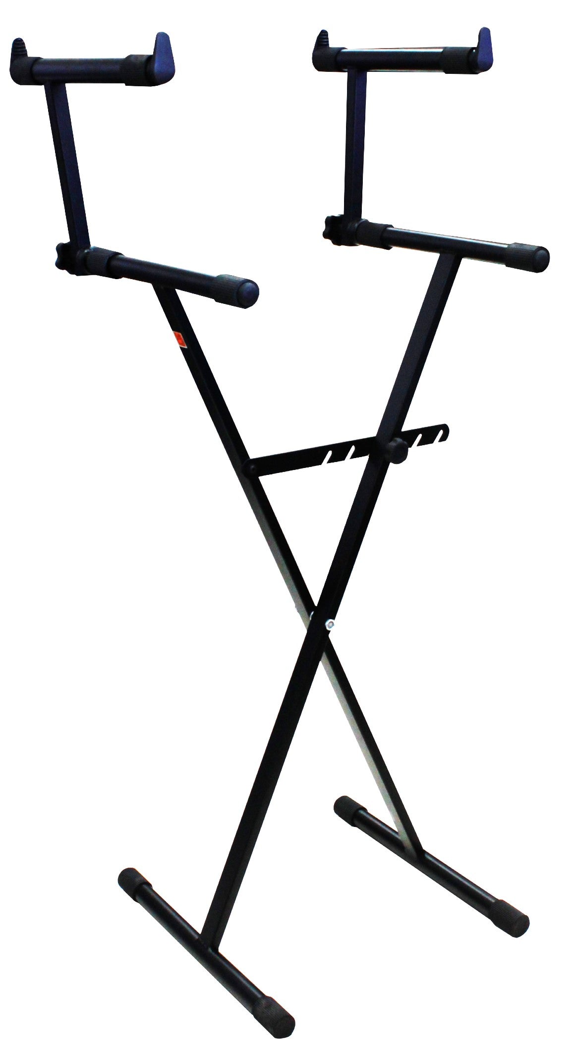 MR DJ 2 Tier Double X Keyboard Stand with Adjustable Height Portable Two-Tier Stand with Locking Straps and High Strength Steel for Durability Ideal for Keyboards and Consoles