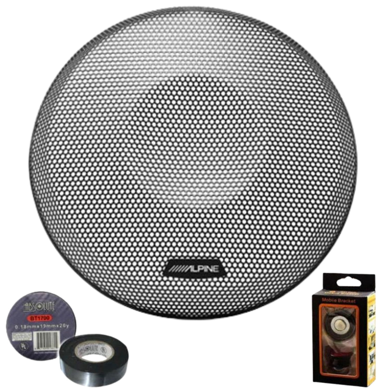 Alpine KTE-RS10G R-Series 10” Shallow Subwoofer Grille Bundle