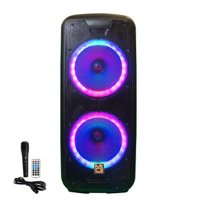 MR DJ LETSPARTY Dual 12" Battery Powered Bluetooth Speaker, UHF Wireless Microphone Party Speaker