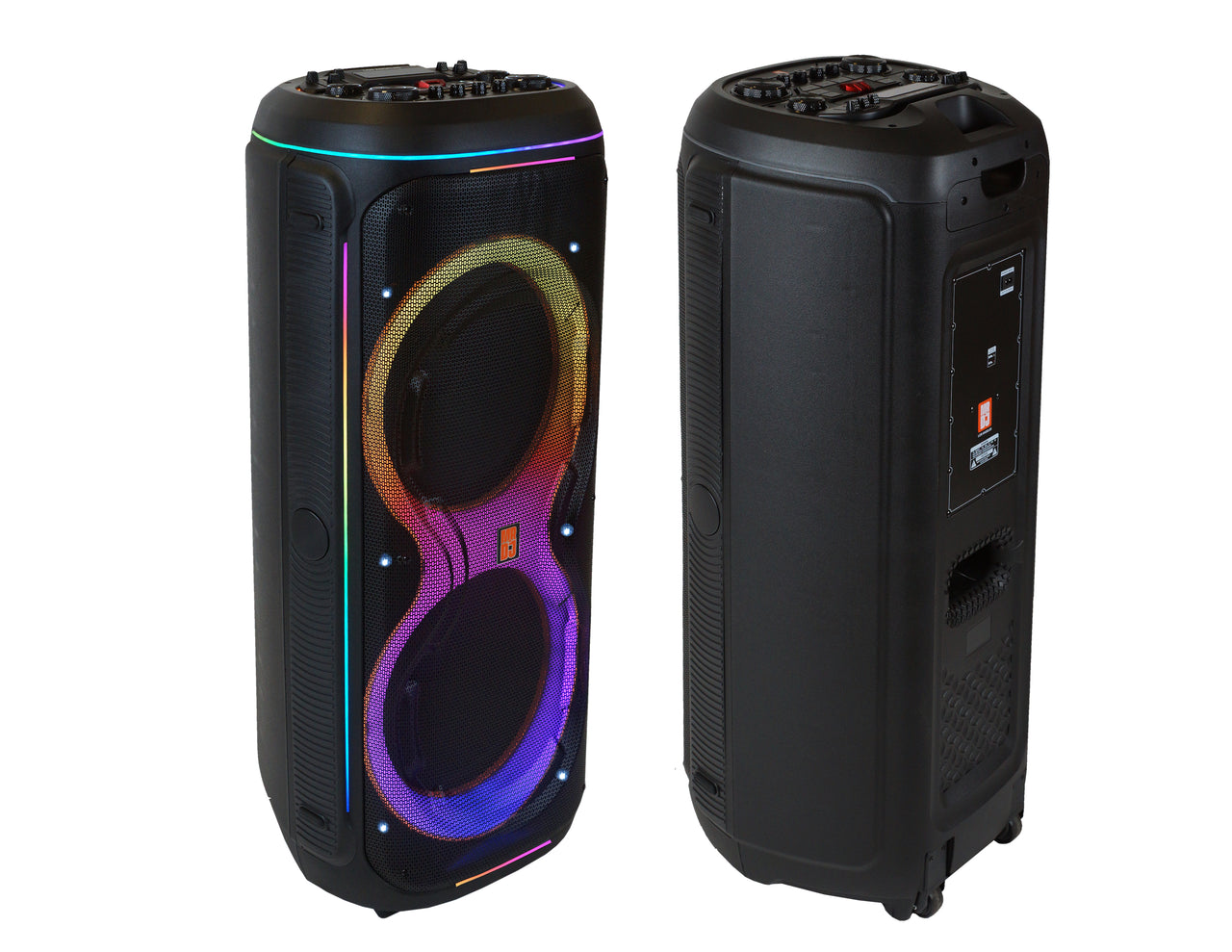 2 MR DJ LOS ANGELES Dual 15” Powered Rechargeable Bluetooth DJ Speaker 6000W Active PA System