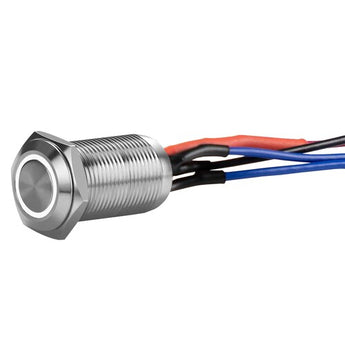  Install Bay LS12W-2 illuminated latching switch in silver color with wiring connections visible.